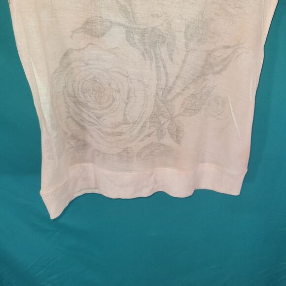 Bleu Clair By Claire Pettibone Womens V-Neck Rose Pattern Script T-Shirt Size M - Picture 9 of 10
